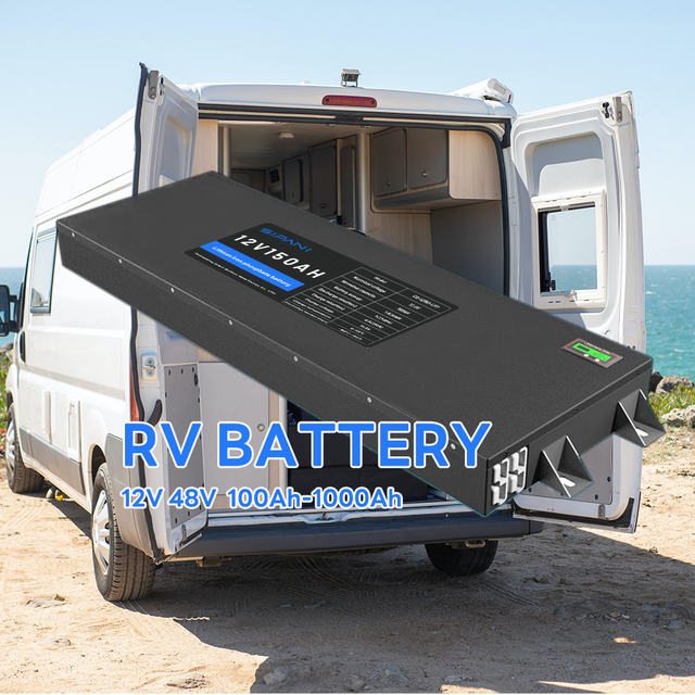 Batería recargable de iones de litio para autocaravana, vehículo recreativo LiFePO4, ciclo profundo de 12V y 48V