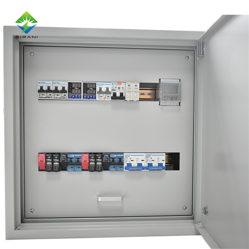 Caja de distribución de energía dual AC DC 63A 2P Sistema de energía de panel solar doméstico Caja de distribución de conjunto completo con interruptor de control de tiempo
