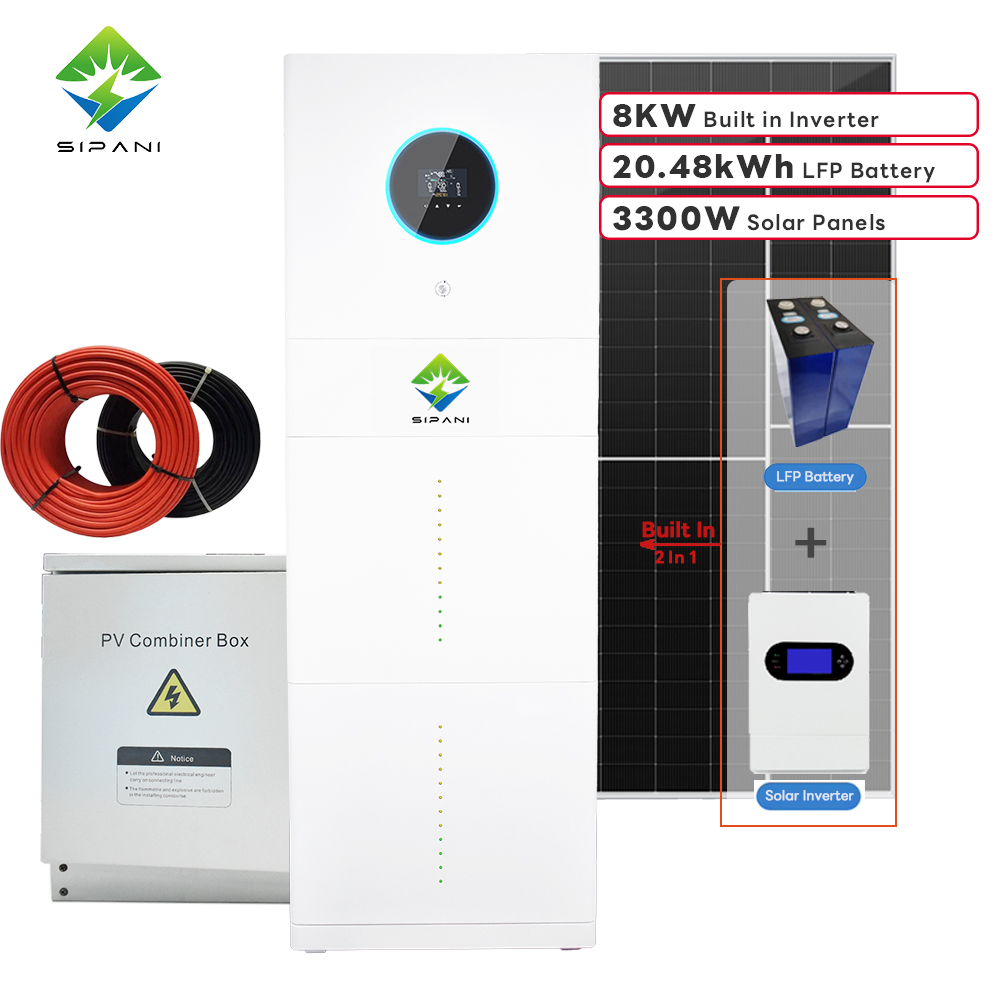 Sistema de almacenamiento de energía vertical todo en uno SIPANI, batería de 10kWh, 15kWh y 20kWh con inversor incorporado de 5KW y 8KW