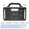 Estación de energía portátil 300W Power Bank con salida de aire acondicionado de 216H Generador solar con altavoz Bluetooth de luz LED Generadores portátiles de batería de respaldo Fuente de alimentación para el campamento al aire libre Emergencia de viajes