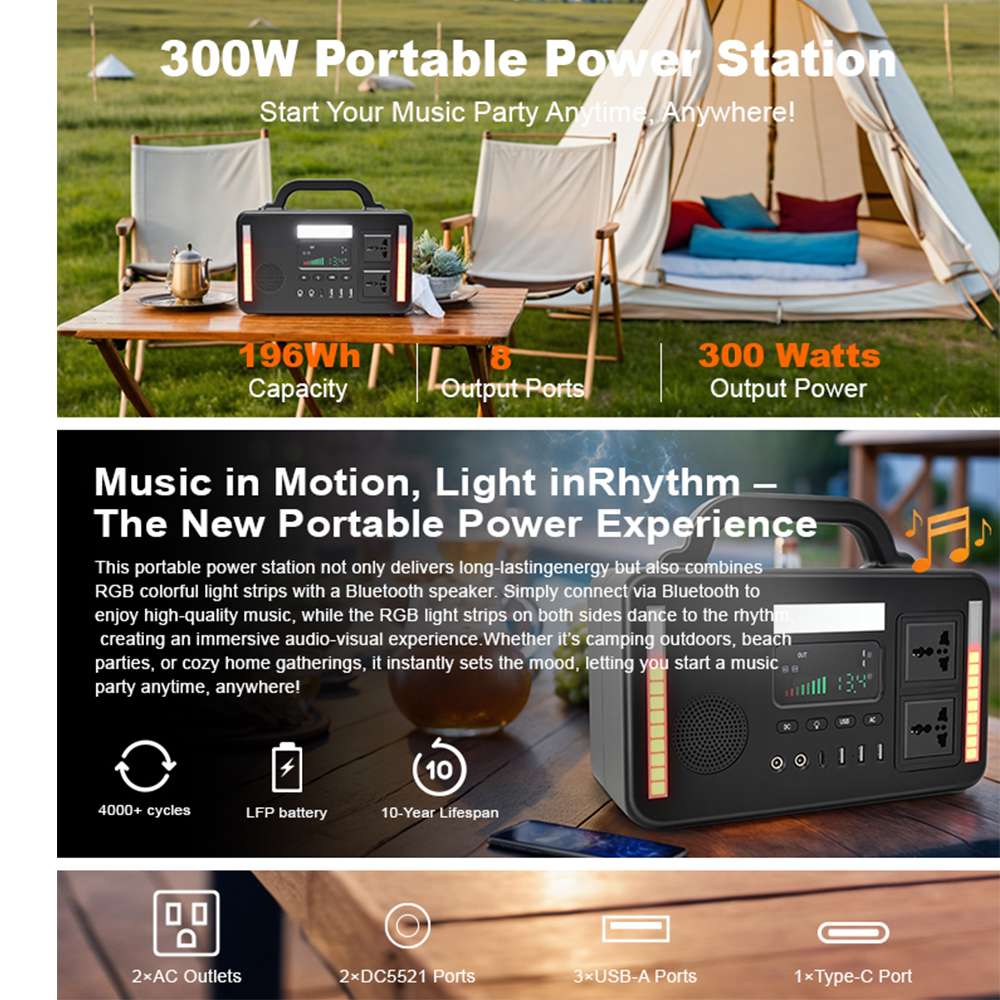 Hot Selling 300W 500W 1000W 2000W 3000W 5000W 192WH 384WH 1280WH 2304WH 2560WH 5120WH Generador solar Generación de emergencias Camping Outdoor Mobile Power Station