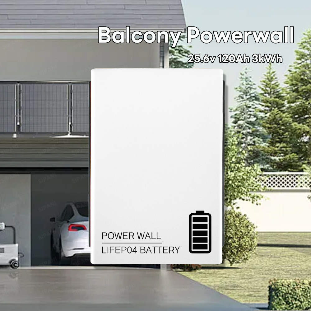 Sistema de panel solar para mini balcón de la UE Micro batería Powerwall de 3kwh Sistema completo de almacenamiento de energía para el hogar Micro inversor Balcón PV 24V 130Ah Batería Lifepo4 montada en la pared
