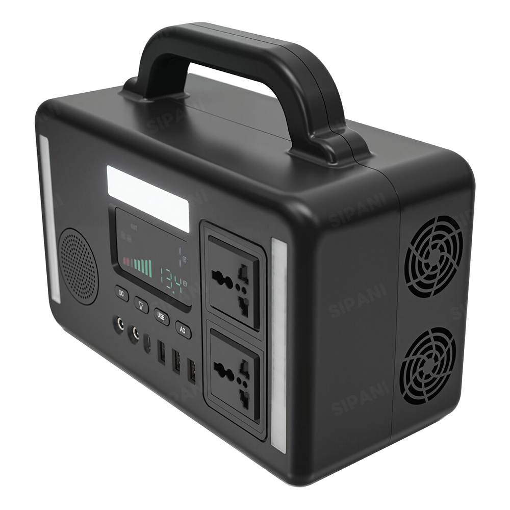 Estación de energía portátil 300W Power Bank con salida de aire acondicionado de 216H Generador solar con altavoz Bluetooth de luz LED Generadores portátiles de batería de respaldo Fuente de alimentación para el campamento al aire libre Emergencia de viajes