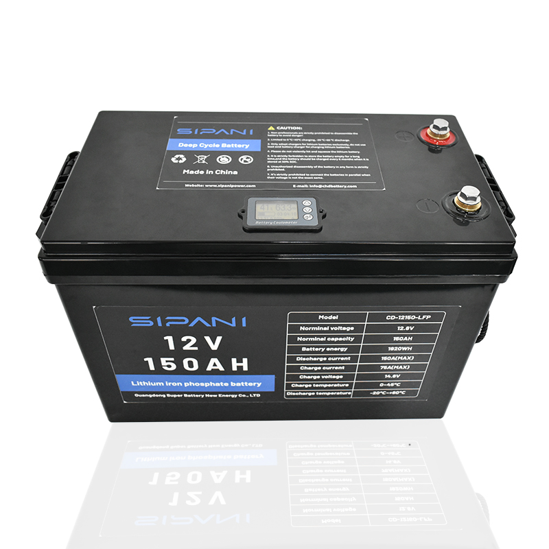 [Reemplace la batería de plomo-ácido] Batería Lifepo4 de ciclo profundo de iones de litio de 12v 150ah con pantalla
