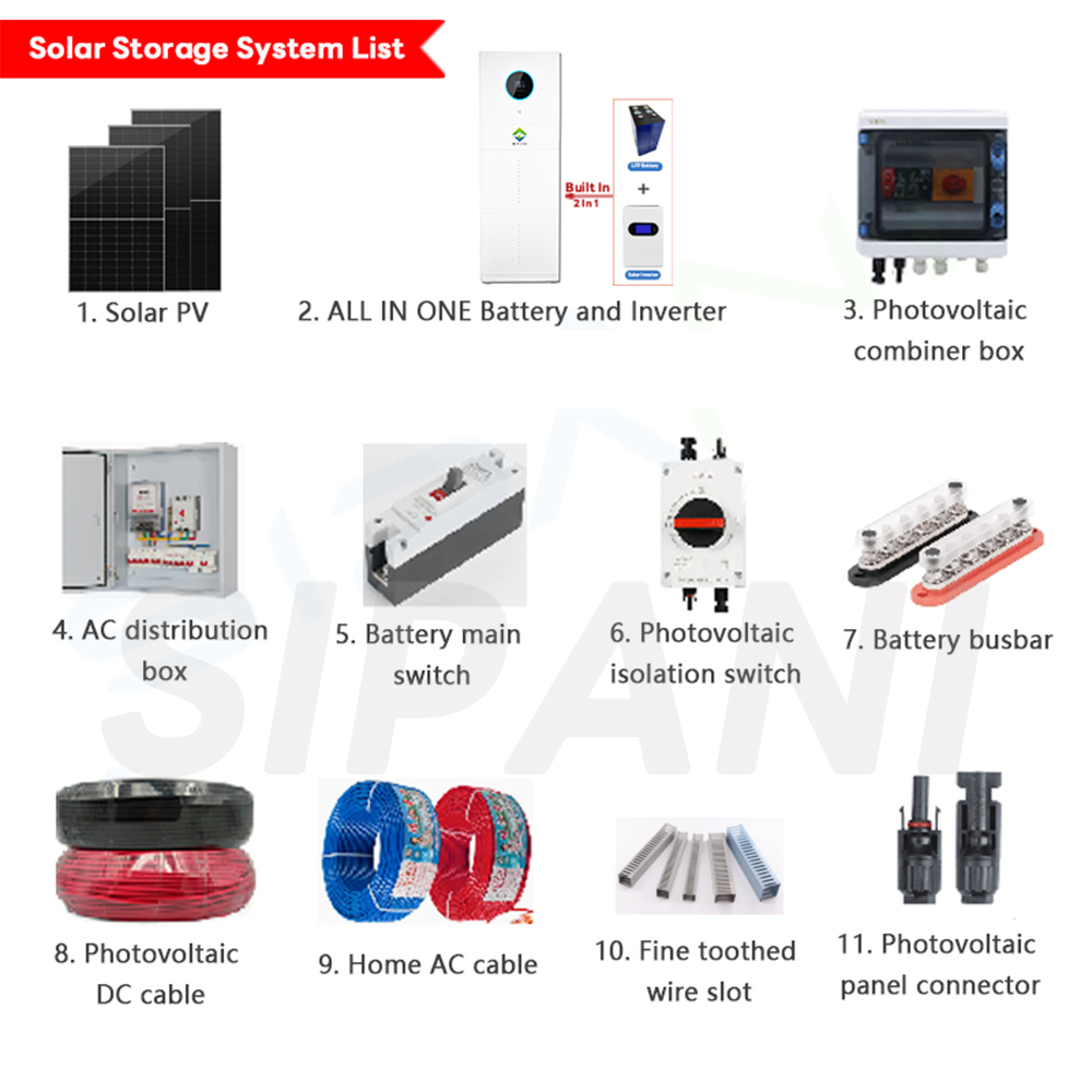 Sistema de almacenamiento de energía vertical todo en uno SIPANI, batería de 10kWh, 15kWh y 20kWh con inversor incorporado de 5KW y 8KW