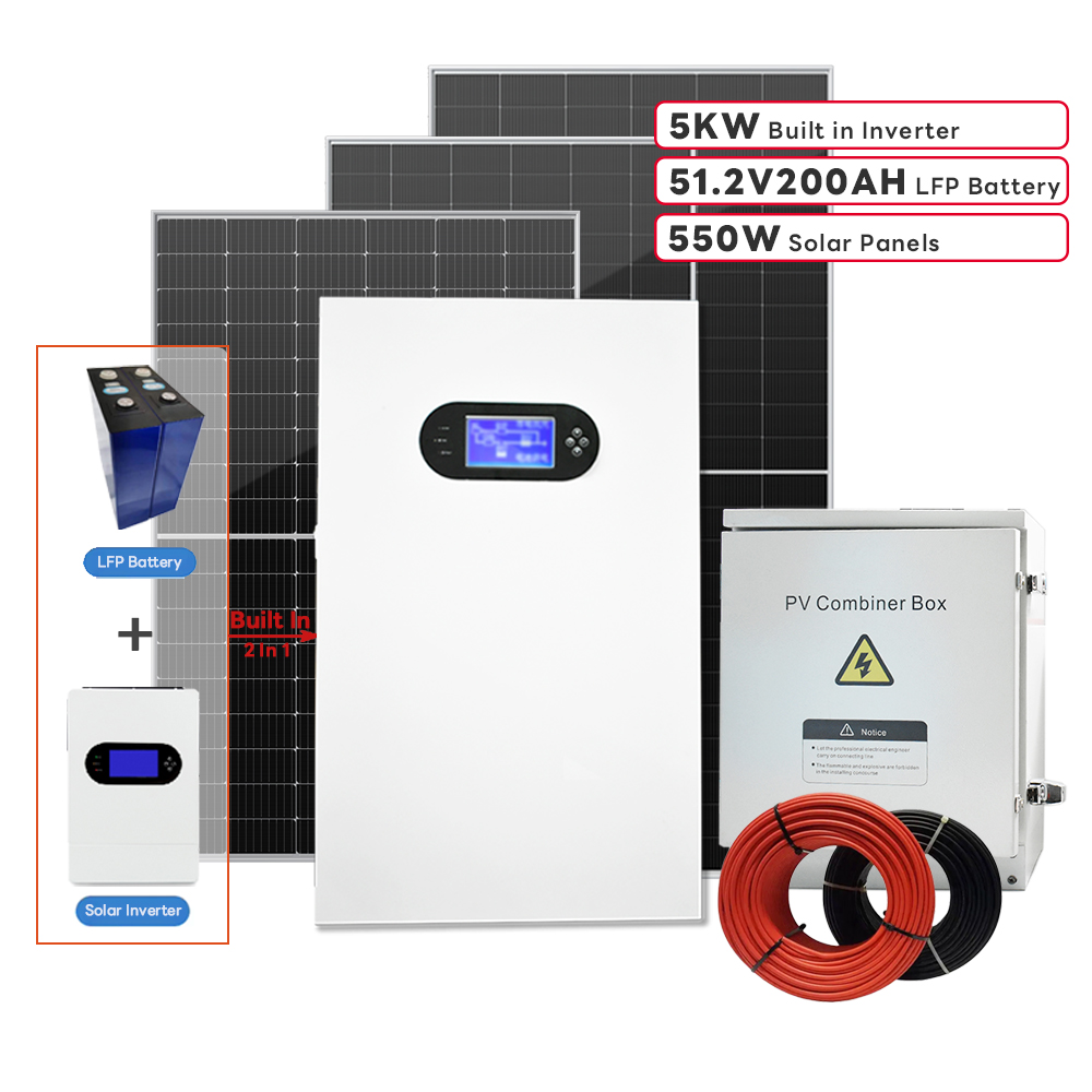 Powerwall todo en uno: Inversor híbrido de 5Kva con batería de litio Lifepo4 incorporada de 10kwh