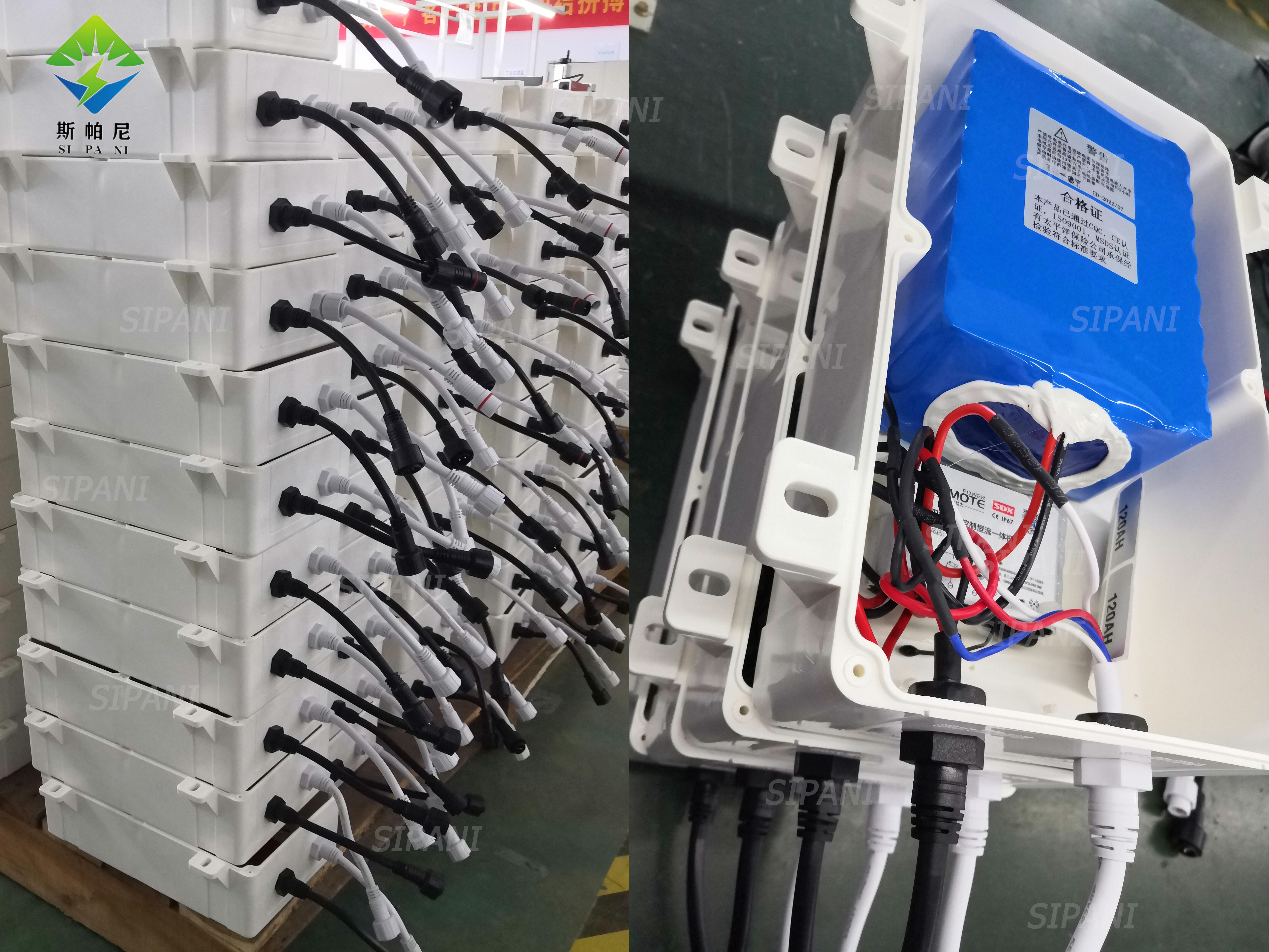 25,6 v 6ah ~ 60ah Control integrado impermeable paquete de batería de litio recargable para 20w 40w 160w luz de calle Led Solar