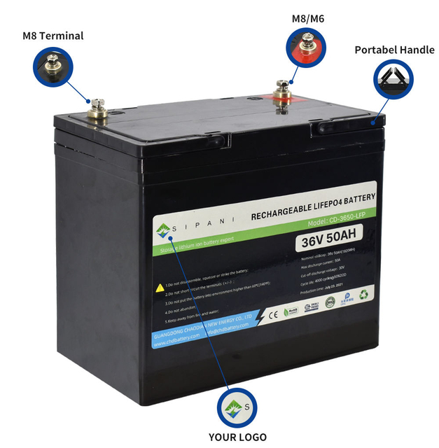 Paquete de batería de iones de litio de 36v 36v 40ah 50ah 60ah 80ah 100ah Batería de motor de pesca por curricán Lifepo4