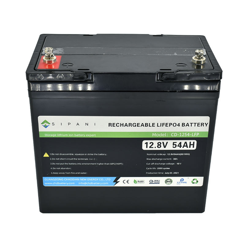 LiFePO4 Bms Batería recargable de ciclo profundo 12.8v 54ah Lifepo4 Batería solar de fosfato de hierro y litio para RV, Marine, Scooter para niños