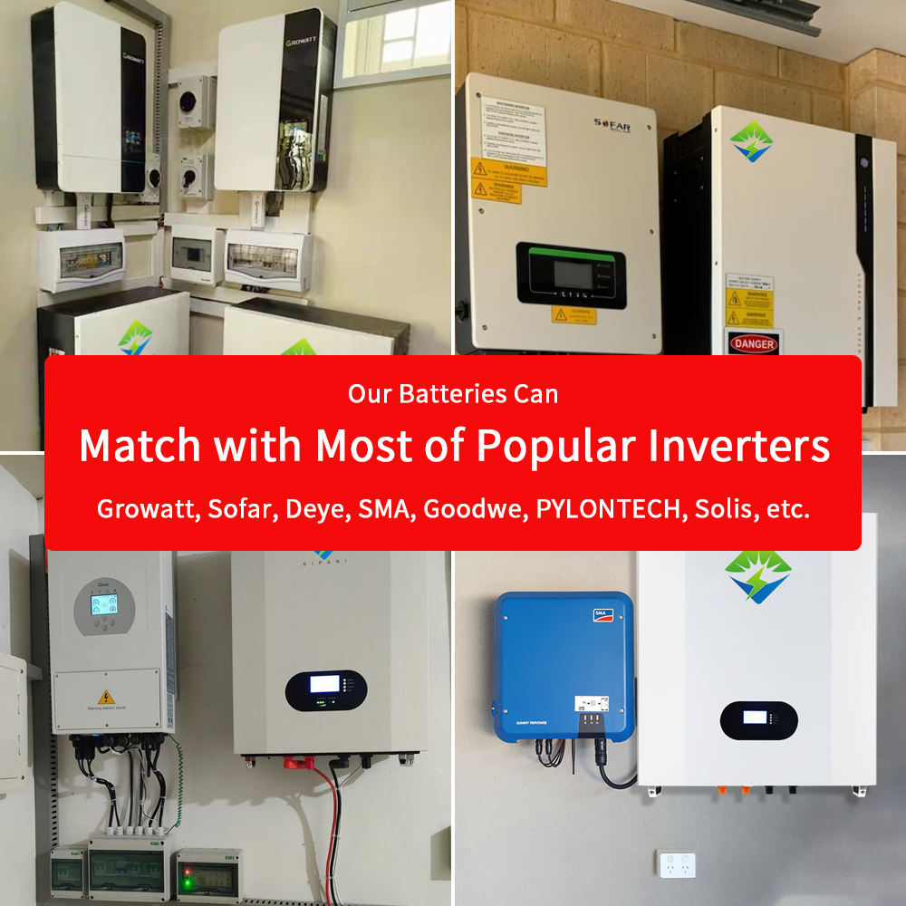 SIPANI Power Wall 5kwh 7kwh 10kwh 20kwh 48v 100ah 200ah Lifepo4 Batería de iones de litio Tesla Powerwall Batería de almacenamiento de energía solar