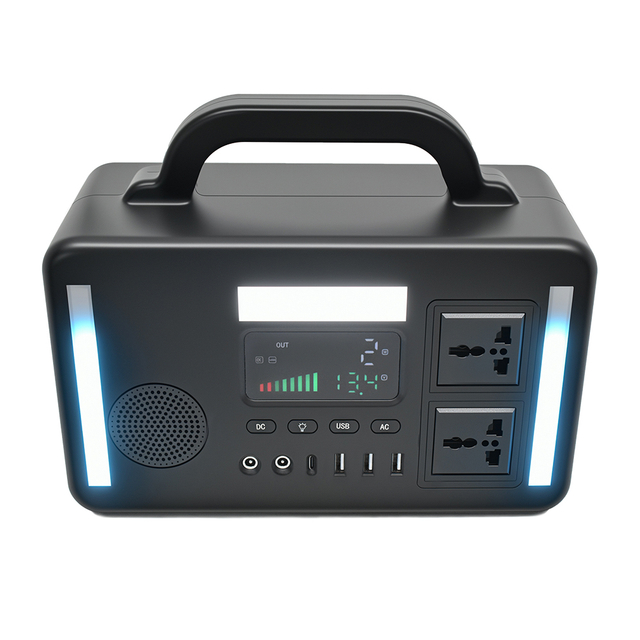 Estación de energía portátil 300W Power Bank con salida de aire acondicionado de 216H Generador solar con altavoz Bluetooth de luz LED Generadores portátiles de batería de respaldo Fuente de alimentación para el campamento al aire libre Emergencia de viajes